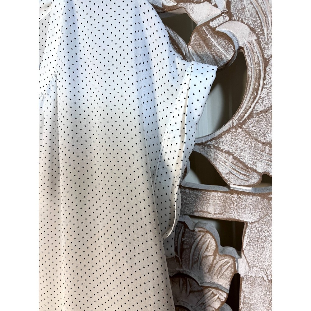 EUC philosophy Republic Clothing White and Black Dotted Bouse Sz L - Picture 3 of 5